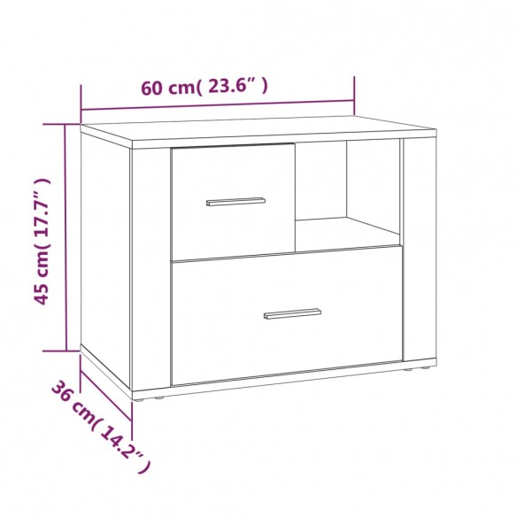 Table de chevet Gris béton 60x36x45 cm Bois d'ingénierie