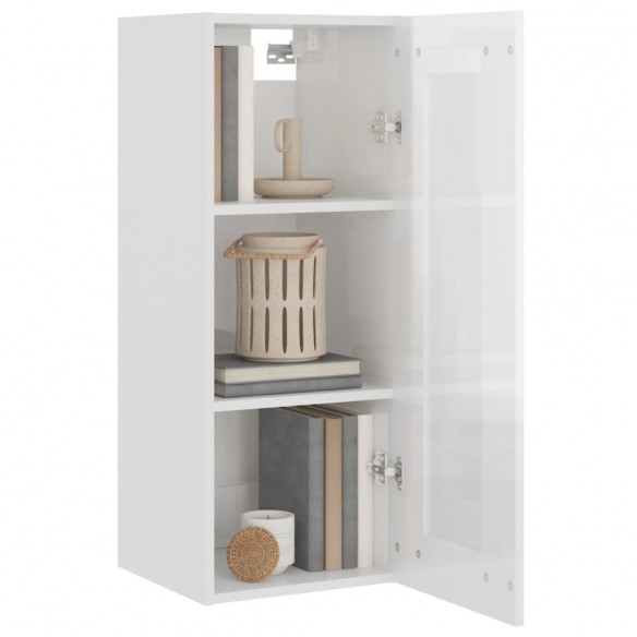 Armoire murale suspendue Blanc brillant 34,5x34x90 cm