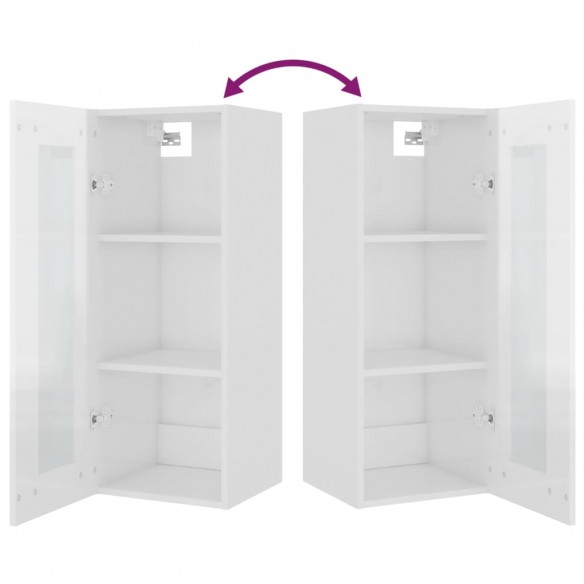 Armoire murale suspendue Blanc brillant 34,5x34x90 cm