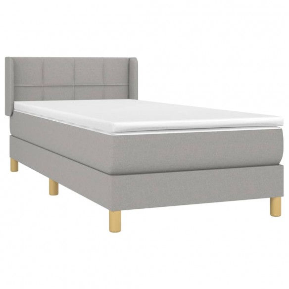 Cadre de lit avec matelas Gris clair 80x200 cm Tissu