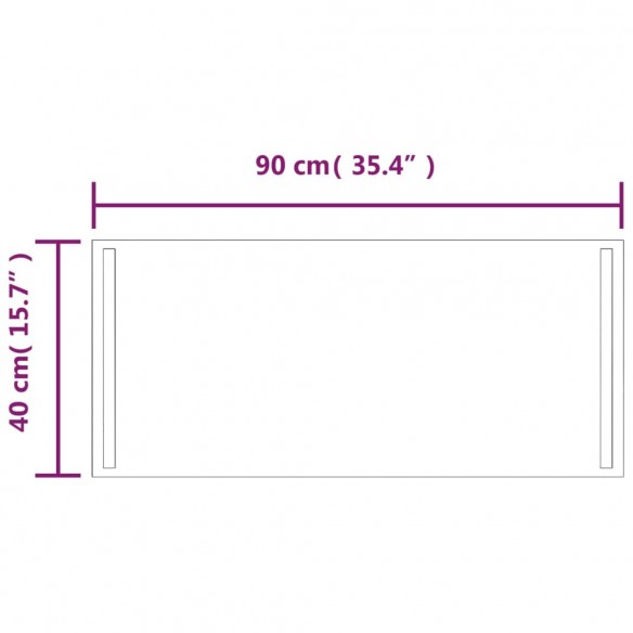 Miroir de salle de bain à LED 90x40 cm