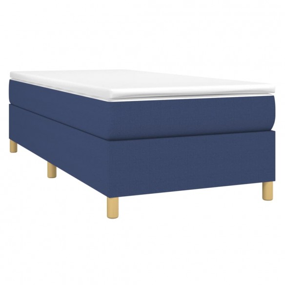 Cadre de lit avec matelas Bleu 90x200 cm Tissu