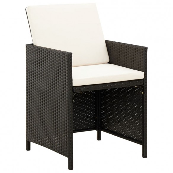 Jeu de chaise et tabouret de jardin 4 pcs Résine tressée Noir