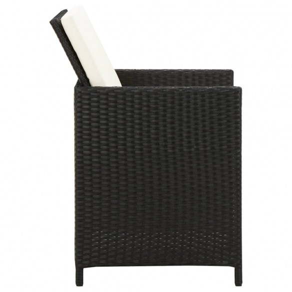 Jeu de chaise et tabouret de jardin 4 pcs Résine tressée Noir