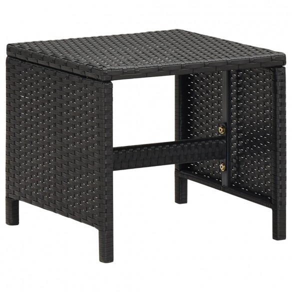 Jeu de chaise et tabouret de jardin 4 pcs Résine tressée Noir