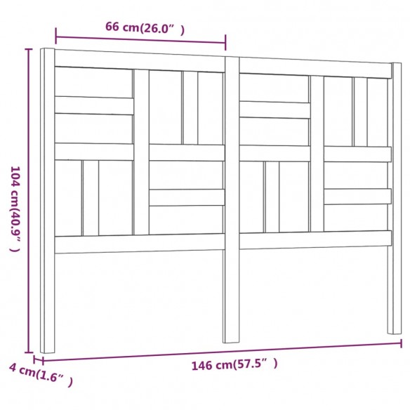 Tête de lit 146x4x104 cm Bois massif de pin