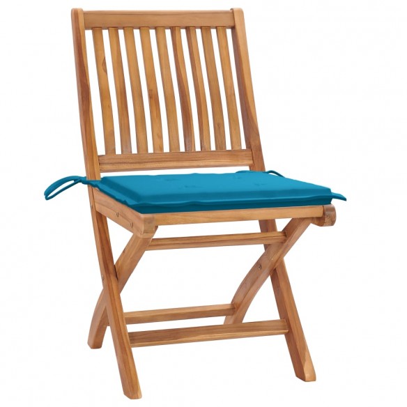 Chaises pliables de jardin avec coussins 6 pcs Bois de teck