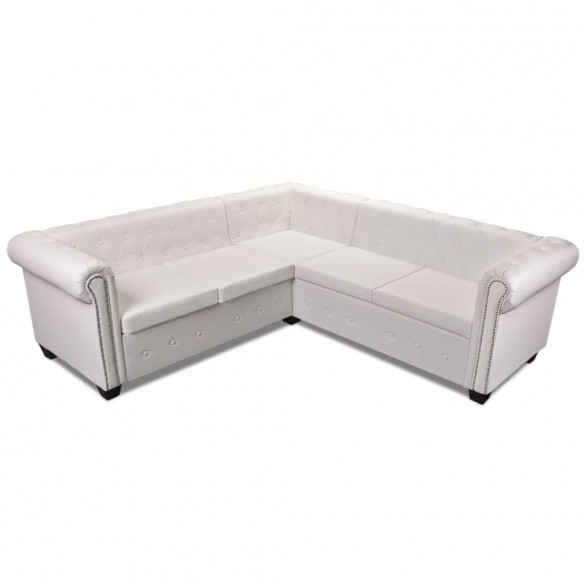 Canapé d'angle Chesterfield 5 plc Cuir artificiel Blanc