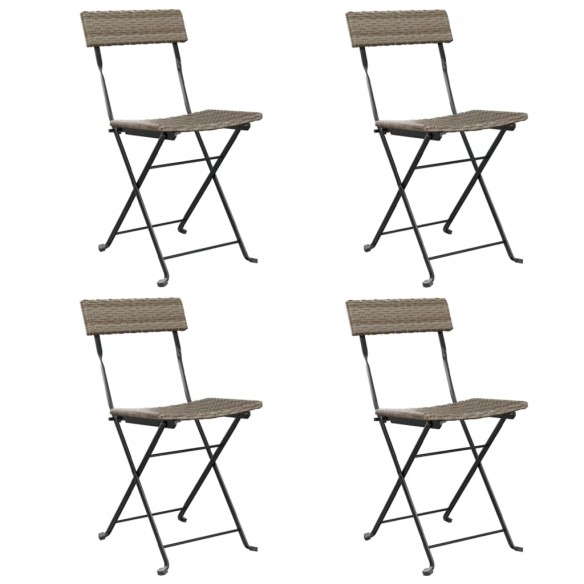 Chaises de bistrot pliantes 4 pcs Gris Résine tressée et acier