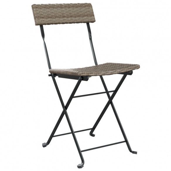 Chaises de bistrot pliantes 4 pcs Gris Résine tressée et acier