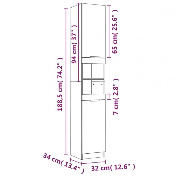 Armoire de salle de bain Chêne sonoma 32x34x188,5 cm