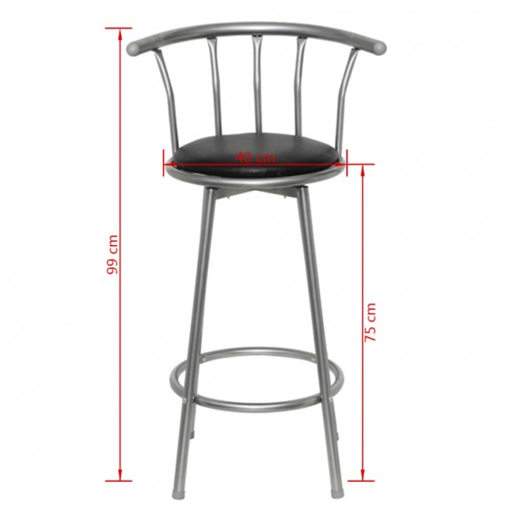 Tabourets de bar lot de 2 noir similicuir