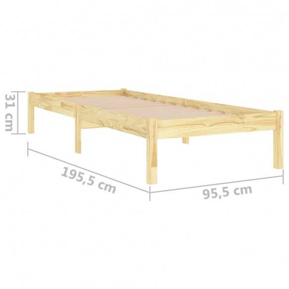 Cadre de lit bois massif 90x190 cm simple