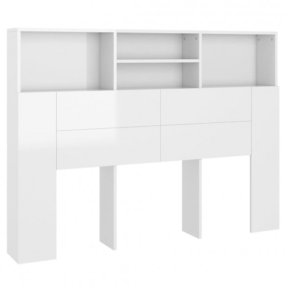 Armoire de tête de lit Blanc brillant 140x19x103,5 cm