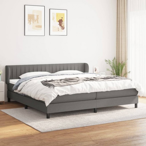 Cadre de lit avec matelas Gris foncé 200x200cm Tissu