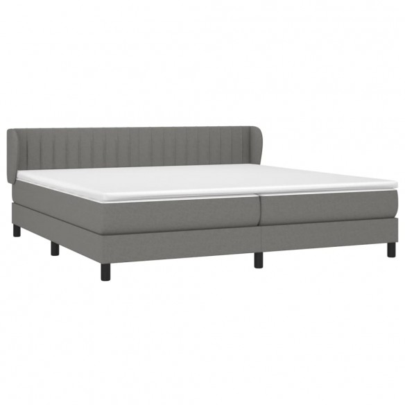 Cadre de lit avec matelas Gris foncé 200x200cm Tissu