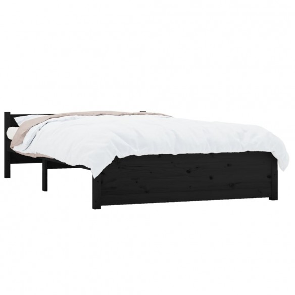 Cadre de lit Noir Bois massif 120x190 cm Petit double