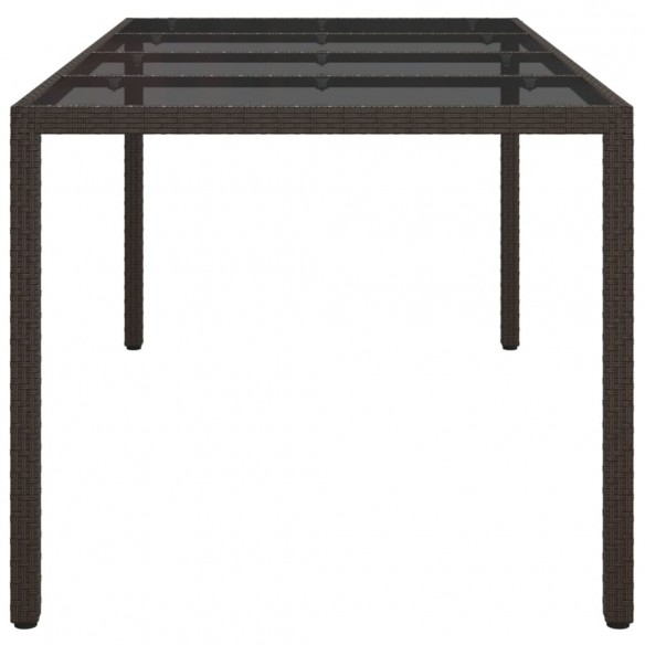 Table de jardin Marron 190x90x75 cm Verre trempé/résine tressée