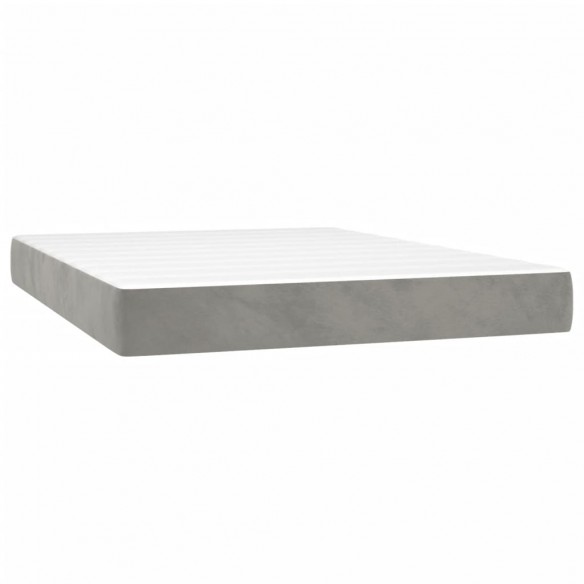 Cadre de lit et matelas Gris clair 140x190cm Velours