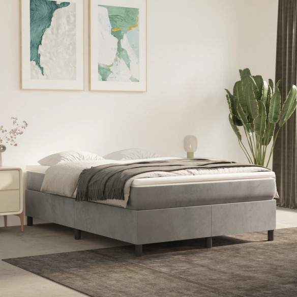 Cadre de lit et matelas Gris clair 140x200cm Velours