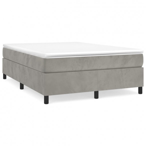 Cadre de lit et matelas Gris clair 140x200cm Velours