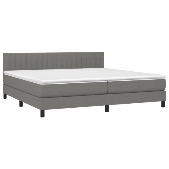 Cadre de lit et matelas et LED Gris foncé 200x200 cm