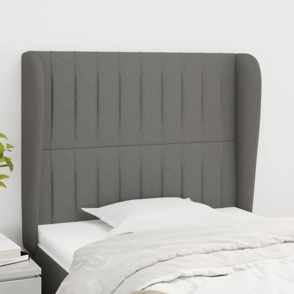 Tête de lit avec oreilles Gris foncé 103x23x118/128 cm Tissu