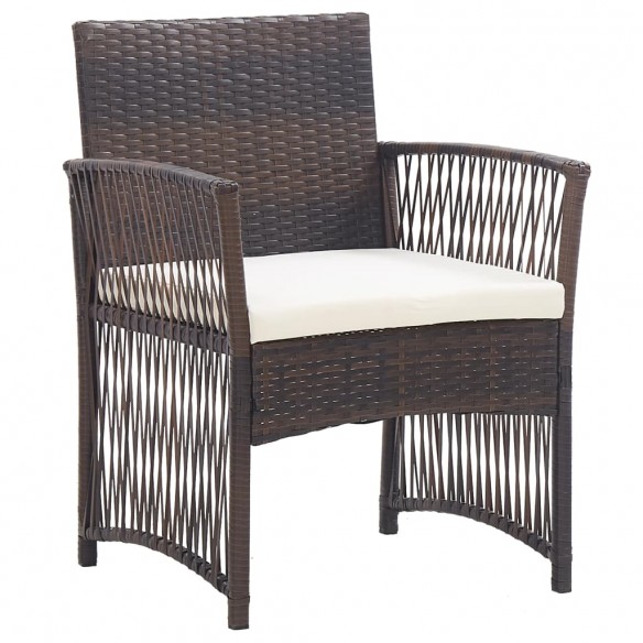 Fauteuils de jardin avec coussins 2 pcs Marron Résine tressée