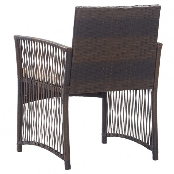 Fauteuils de jardin avec coussins 2 pcs Marron Résine tressée