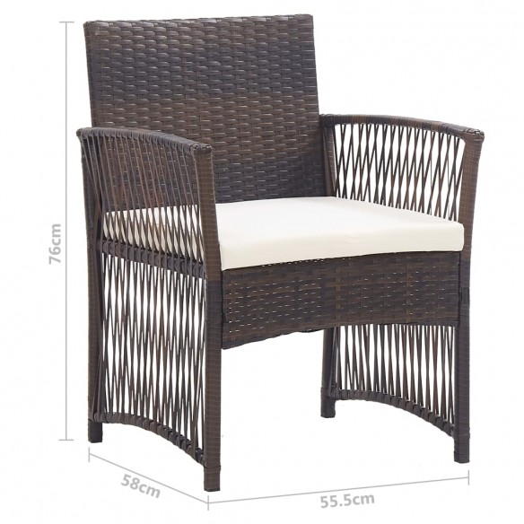 Fauteuils de jardin avec coussins 2 pcs Marron Résine tressée