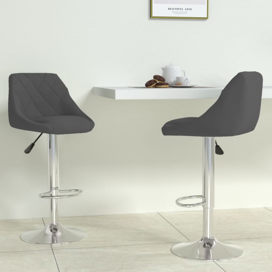 Tabourets de bar lot de 2 gris foncé velours