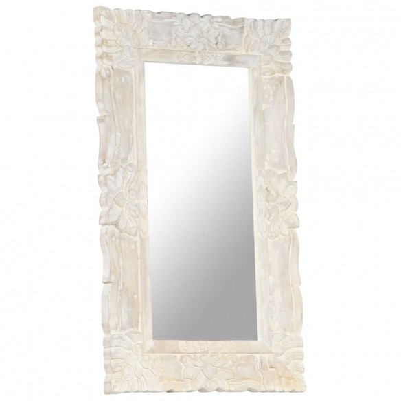 Miroir Blanc 80x50 cm Bois de manguier massif