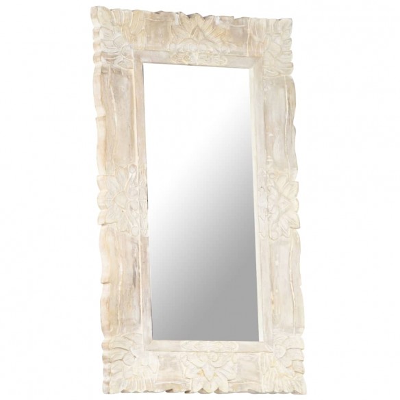 Miroir Blanc 80x50 cm Bois de manguier massif