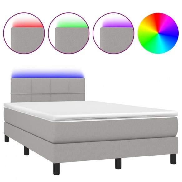 Cadre de lit matelas LED Gris clair 120x200 cm Tissu