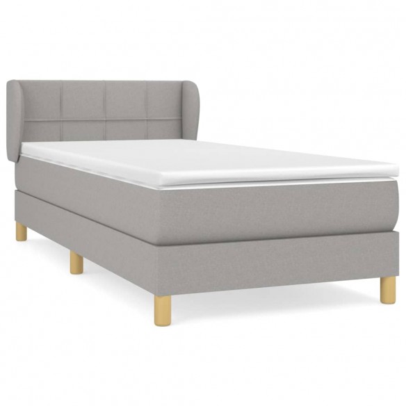 Cadre de lit avec matelas Gris clair 100x200cm Tissu