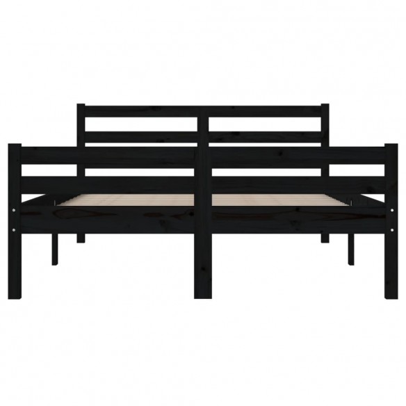 Cadre de lit Noir Bois massif 120x190 cm Petit double