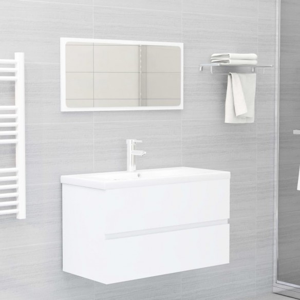 Ensemble de meubles de salle de bain 2 pcs Blanc Aggloméré