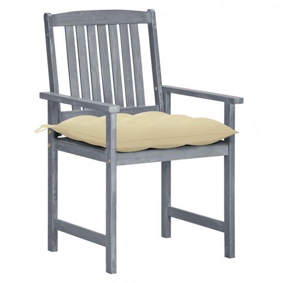 Chaises de jardin avec coussins 8 pcs Bois d'acacia solide Gris