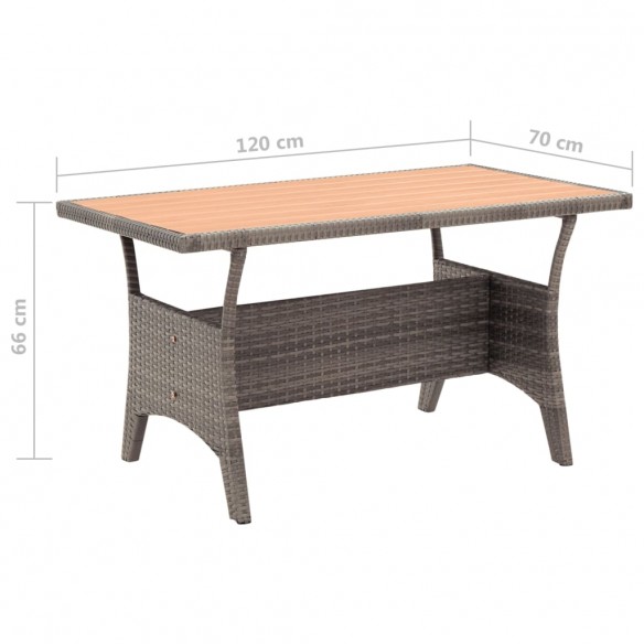 Table de jardin Gris 120x70x66 cm Résine tressée