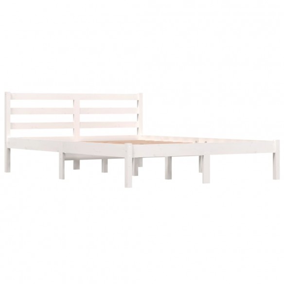 Cadre de lit Bois de pin massif 135x190 cm Blanc double