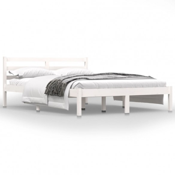 Cadre de lit Bois de pin massif 135x190 cm Blanc double