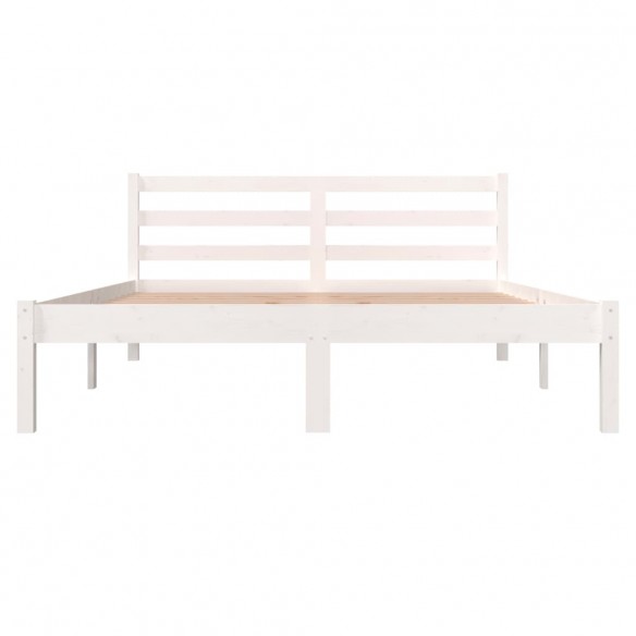 Cadre de lit Bois de pin massif 135x190 cm Blanc double