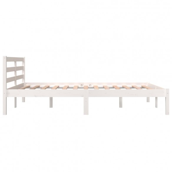 Cadre de lit Bois de pin massif 135x190 cm Blanc double