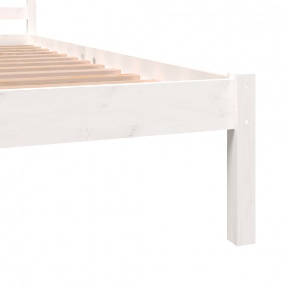 Cadre de lit Bois de pin massif 135x190 cm Blanc double