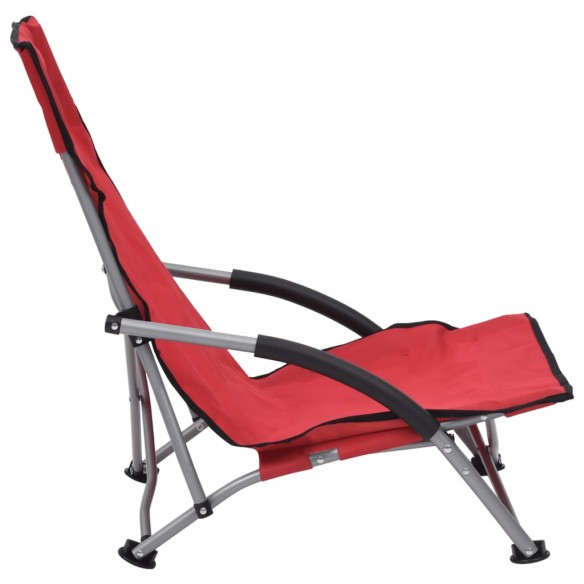 Chaises de plage pliables 2 pcs Rouge Tissu