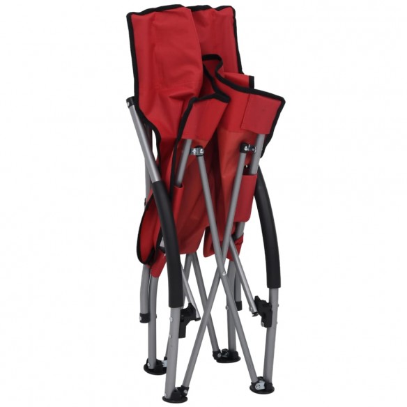 Chaises de plage pliables 2 pcs Rouge Tissu