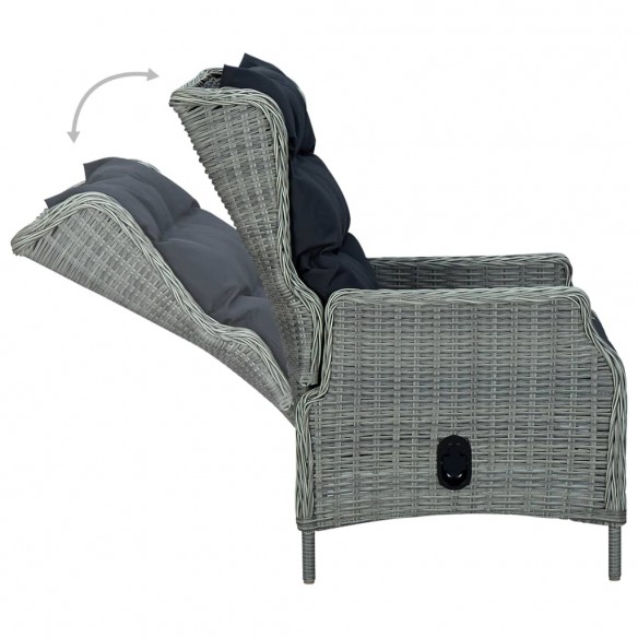 Chaise inclinable de jardin tabouret Résine tressée Gris clair