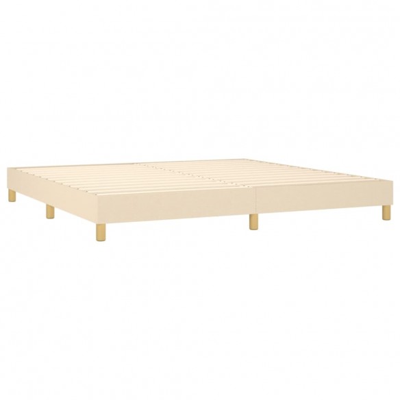 Cadre de lit et matelas et LED Crème 200x200cm Tissu