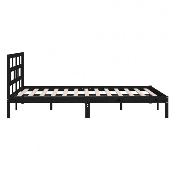 Cadre de lit Noir Bois massif 120x190 cm Petit Double