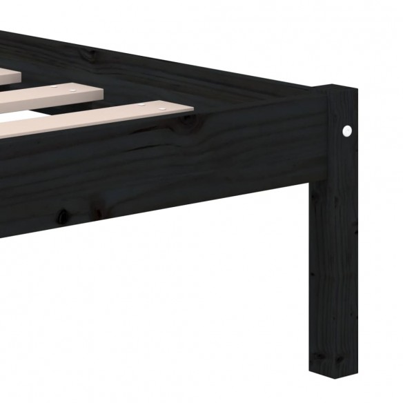 Cadre de lit Noir Bois massif 120x190 cm Petit Double